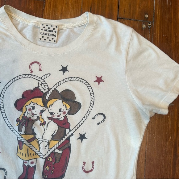 Miss Ladybug western boy & girl cute fitted tee t-shirt cowboy cowgirl love M - Picture 2 of 6